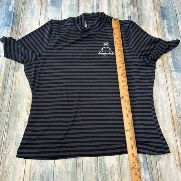 Harry Potter Shirt Medium Womens Deathly Hallows Wizarding World Stripe Top - Picture 6 of 9